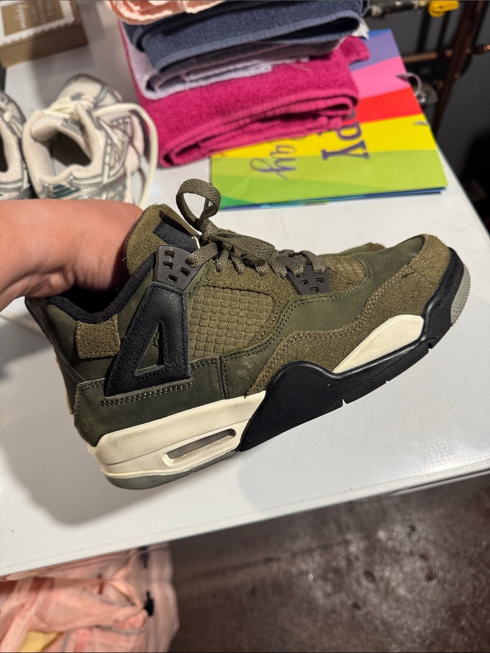 Jordan Olive Green and Black Retro Sneaker